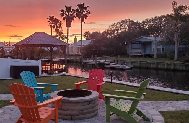 St Augustine waterfront home on canal w/ private dock, walk to beach!