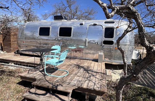 Vintage Airstream tucked in Fredericksburg, Texas Hill country!!