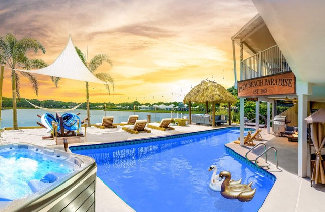 Waterfront w/ Beach Htd Pool Cinema Game Room Tiki