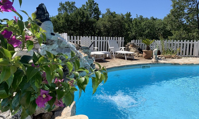 Saint-Montan Casa | Amueblado Villa sur de Ardèche 7 personas con piscina compartida