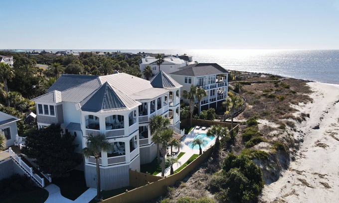 Isle of Palms Casa | 100 Ocean Blvd-Oceanfront, Pool, views of Ocean, Breach Inlet & Marsh!