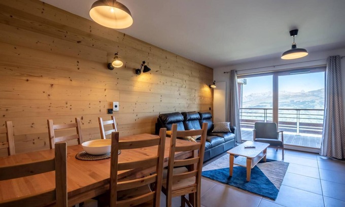 Arc-1800 Apartamento | Piso -1, vista valle, fitness, sauna, hammam, terraza, parking, local para esquís, 72m², Les Arcs