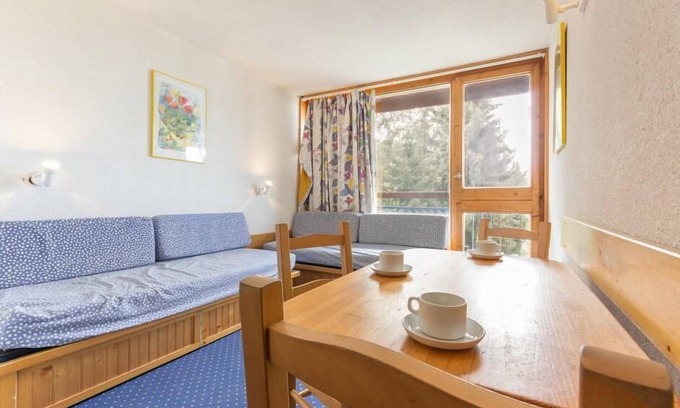 Arc-1800 Apartamento | 10m from ski slopes, 4th floor, balcony, tv, 24m², Les Arcs