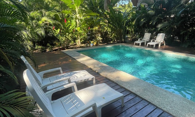 Puerto Viejo de Talamanca Cabina | 2 1 bedroom cabins with a pool 1 bathroom kitchen, living on a covered deck