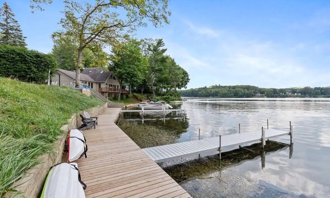 Newaygo Cabaña | 2 Lakefront Cottages: Docks, Kayaks, Bikes, BBQ