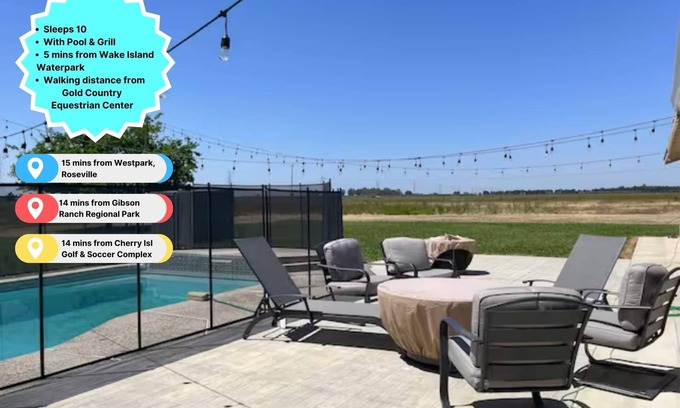 Elverta Casa | 4B/3B+Pool Cozy Home for Big Groups in Elverta🍃