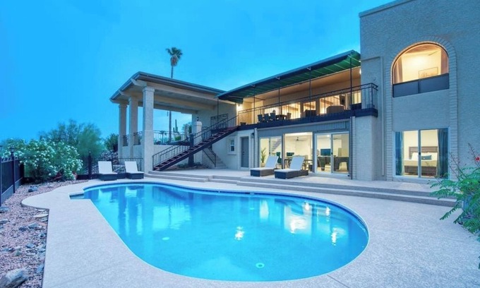 Fountain Hills Casa | 5BR-Mountain views - heated pool, spa, game room