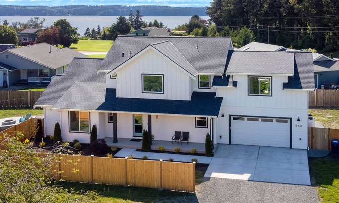 Camano Island Casa | 5BR vacation home Hot Tub/Game Room/Water Views/BBQ/firepit/LG Yard