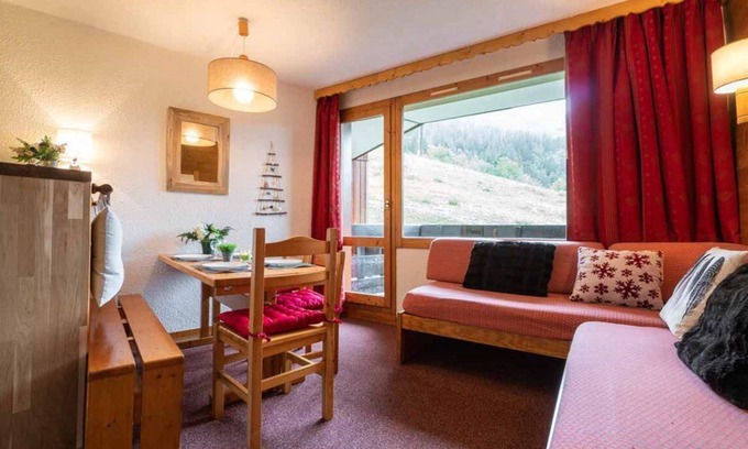 Les Avanchers-Valmorel Apartamento | A 5m de las pistas de esquí, 4.o piso, vista montaña/pistas, balcón, tv, local para esquís, 33m²