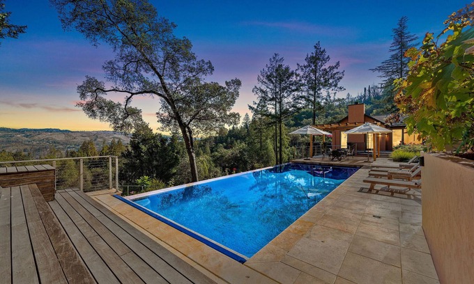 St. Helena Casa | 60-acre Panoramic Napa Valley View Estate with pool, spa, tennis, and gym.