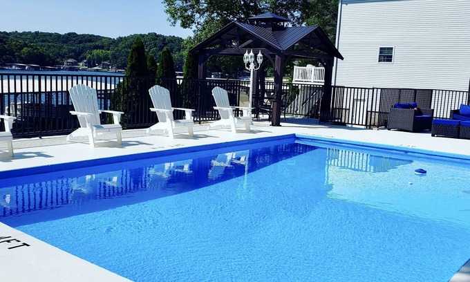 Lake Ozark Casa | 7BR Lakefront Home with Private Heated Saltwater Pool and 2 Dock Slips