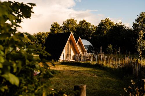 Jubbega Cabina | A-Frame Vijverhuisje met uitzicht over de vijver