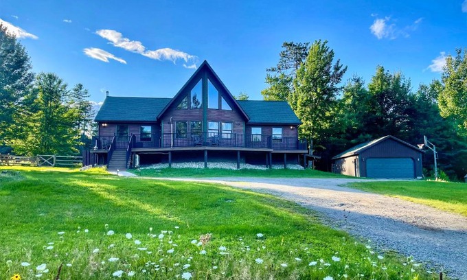 Jay Casa | Adirondack Alpine Cabin with Hot Tub, Near Whiteface, Lake Placid, Game Rm, Fenced Yard, Views