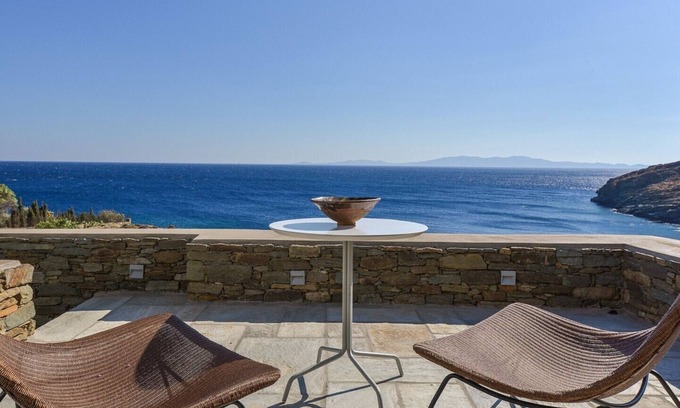 Agios Romanos Casa | Alluring Tinos See Front Suite | Myrrini Suite | Breathtaking Sea Views | Private Furnished Terrace | Pet Friendly | Shared Outdoor Pool | Prime Location | Agios Romanos