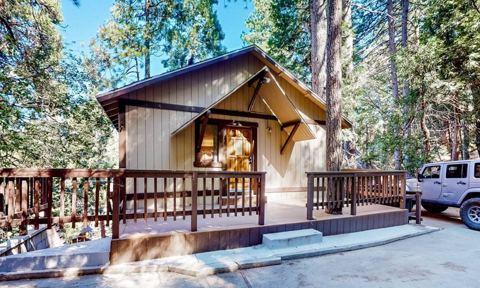 Blue Jay Cabina | Alpine cabin with furnished deck, fireplace & inviting interior