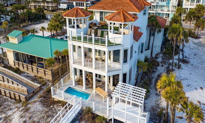 Crystal Beach Casa | Casa de lujo Destin frente al mar. Piscina privada con increíbles vistas al golfo. Carrito de golf incluido!