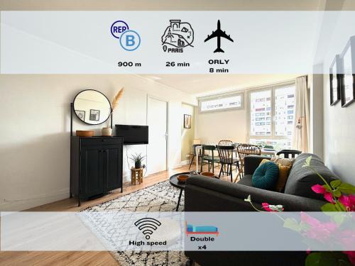 Fresnes Apartamento | Altura - 4 chambres, RER B à 900m et Orly en 8 min