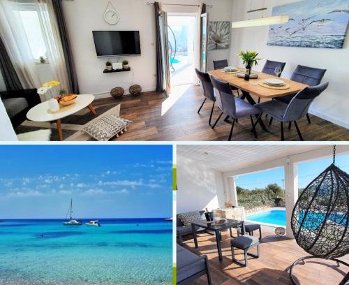 Drvenik Mali Villa | Anas lagoon holiday house with pool at azure beach
