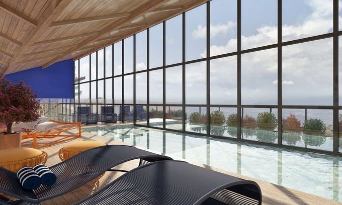 Campos do Jordao Apartamento | Aparthotel with private jacuzzi on the balcony