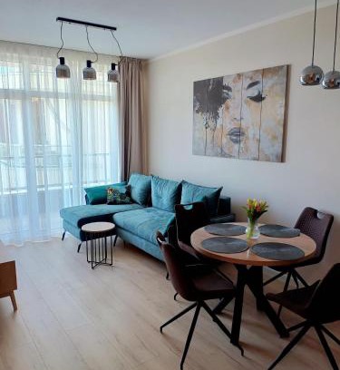 Sianozety Apartamento | Apartament Grey 52, 3 min od plaży, basen, plac zabaw, darmowy parking!