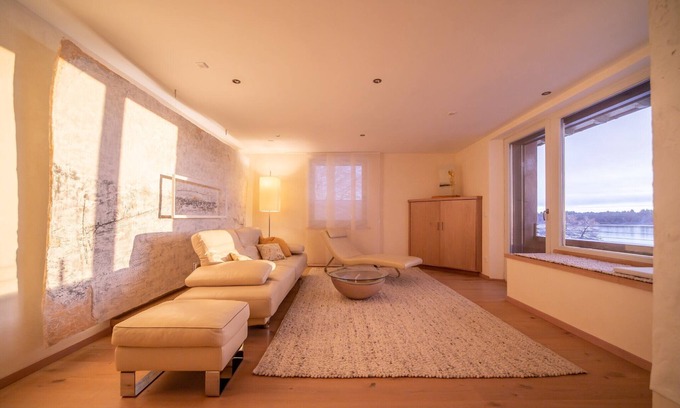 Pelham Apartamento | Apartamento 'Ferienwohnung Weitblick' con vistas al lago, jardín compartido y Wi-Fi