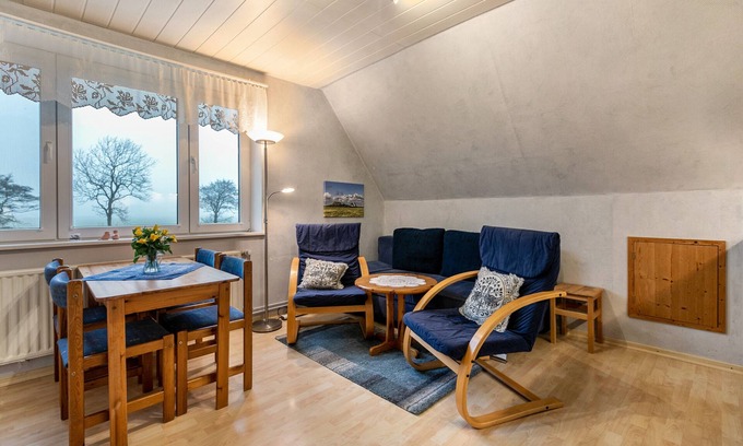 Bordelum Apartamento | Apartamento 'Ferienwohnung 6 Spatzen' con jardín compartido y Wi-Fi