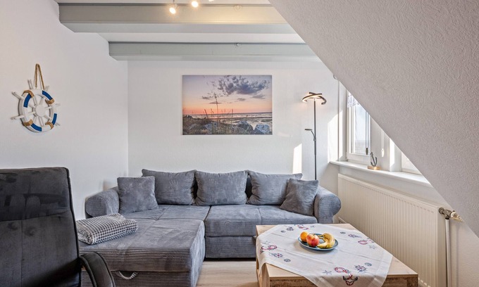 Hallig Langeneß Apartamento | Apartamento 'Ferienwohnung Oland' con vistas al mar, terraza compartida y Wi-Fi