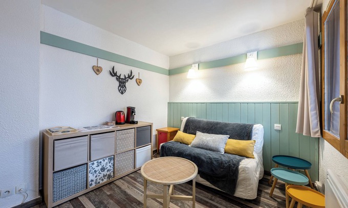 Plagne 1800 Apartamento | Apartamento 'Séjour À La Montagne - Éperviere' con vistas a la montaña, piscina compartida y balcón