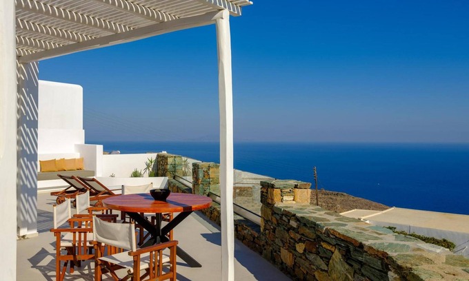 Ano Meria Casa | Apartamento 'Seascape Suite 1' con vistas al mar, Wi-Fi y aire acondicionado