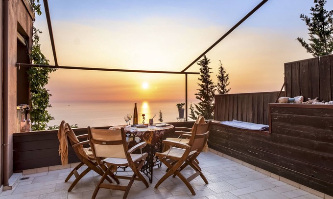 Lefkas Apartamento | Apartamento 'Villa Vista Tajo Villas' con vistas al mar, Wi-Fi y aire acondicionado