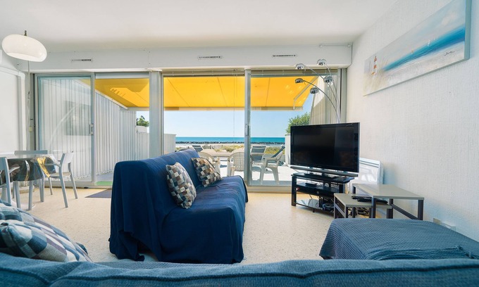 Carnon-Plage Apartamento | Appart T3 para 6 personas RDC, frente al mar con acceso directo a la playa privada