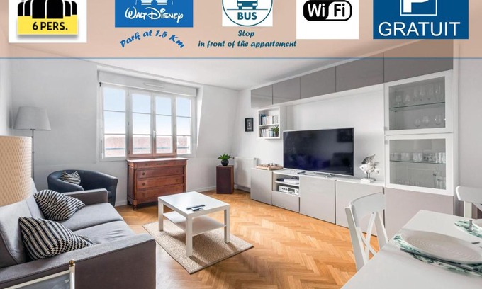 Serris Apartamento | Appartement familial Disney Val d'Europe La Vallée, wifi et parking