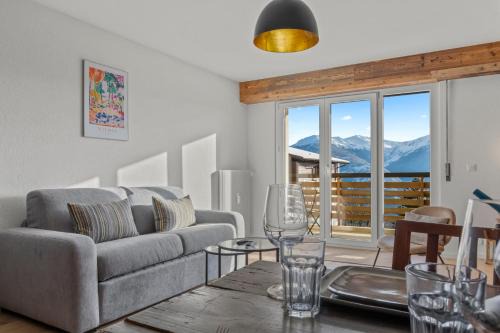 Randogne Apartamento | Appartement fraîchement rénové à Crans-Montana, vue imprenable