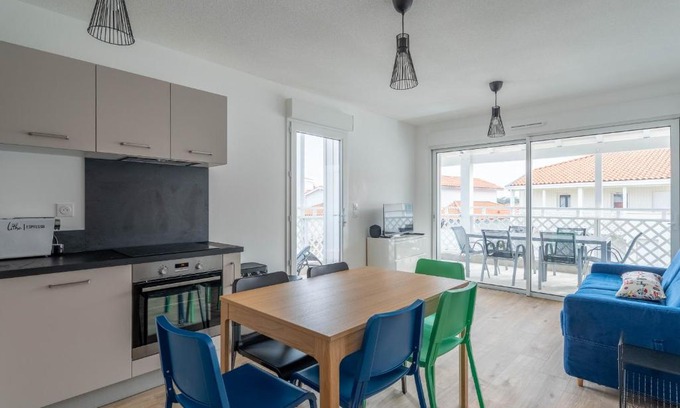 Mimizan-Plage Apartamento | Appartement Neuf 3* à 100m de l'Océan avec Piscine pour 8 Personnes - Ménage Inclus - FR-1-50-113