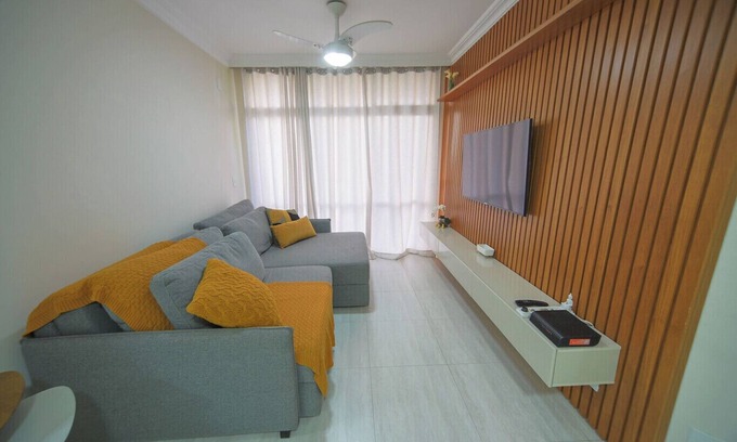 Jardim Tejereba Apartamento | Apto completo com wi-fi, ar-cond a 200m da praia