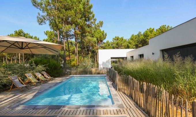 La Palmyre Casa | Villa de 7 dormitorios, 7 baños, Golf la Palmyre, piscina climatizada a 300 m del mar