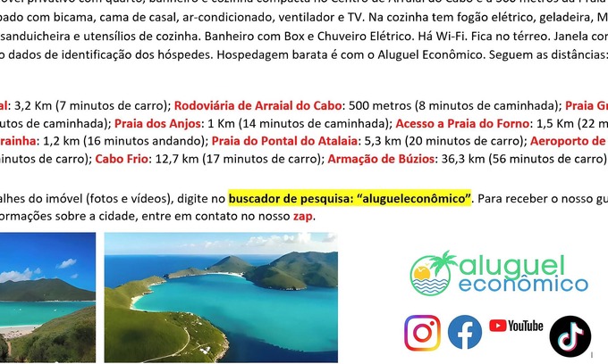 Centro Apartamento | Arraial do Cabo - Suite 101 - Brisas do Farol - Economical Rent