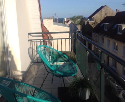 Wimereux Apartamento | Balcon avec vue panoramique de la mer, le village et la campagne - parking privé