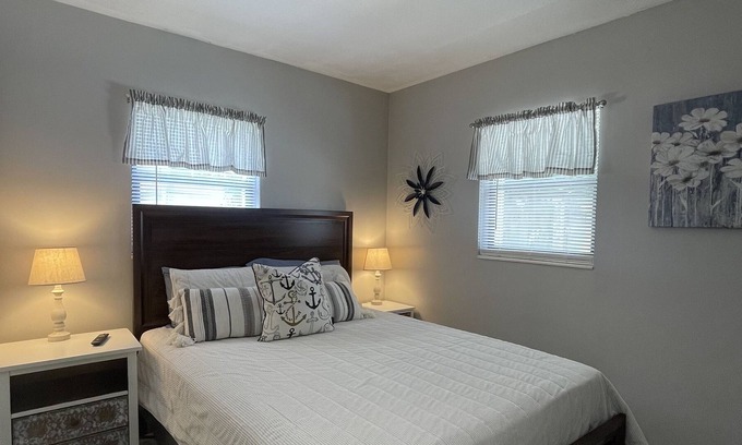 Crescent Beach Cabaña | Beach cottage walking distance to the sugary white sand!