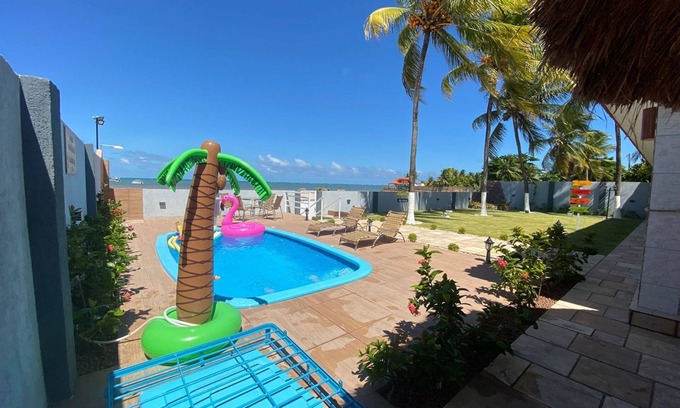 Sao Jose da Coroa Grande Casa | Beachfront House with Gourmet Area and Privileged Sea View