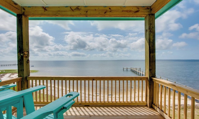Carrabelle Cabaña | Beachfront Cottage w/ Dock on Florida Gulf Coast