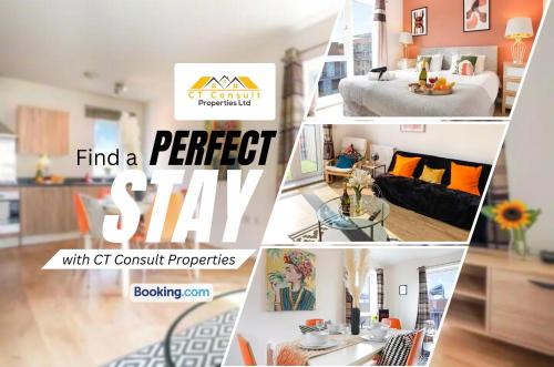 Milton Keynes Apartamento | Beautiful 2 Bedroom, 2 Bathroom, Free Parking, Milton Keynes City Centre Penthouse Apartment