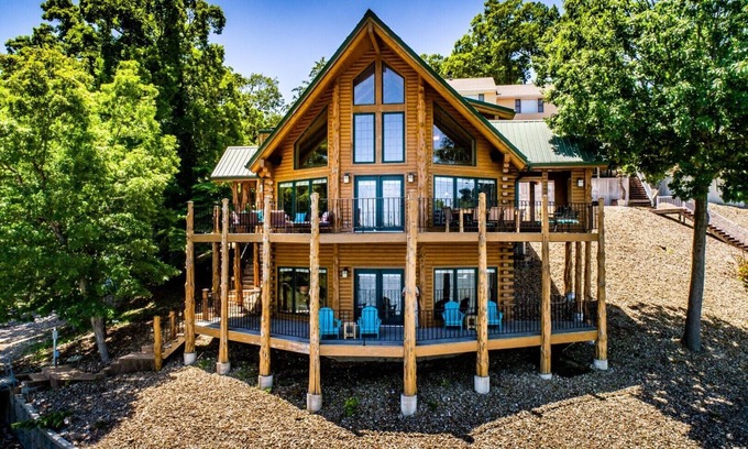 Sunrise Beach Casa | Beautiful Lakefront Lodge w/ Private Dock and Amazing 180 View from Two Decks
