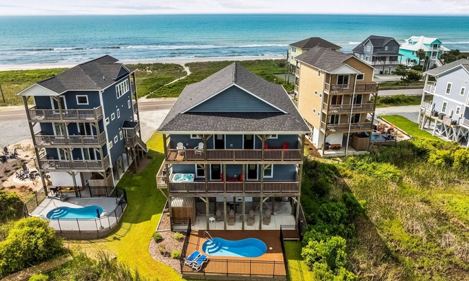 North Topsail Beach Casa | Beautiful ocean view home with private pool and hot tub with direct beach access