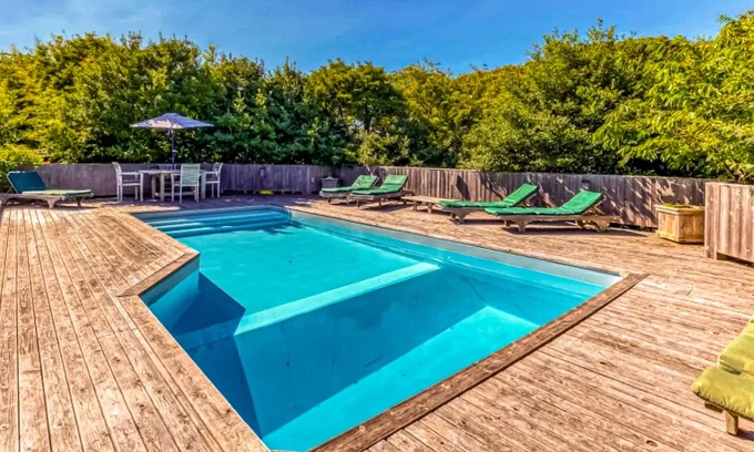 Fire Island Pines Casa | Beautiful ocean-view home near beach with private heated pool, fireplace, & deck