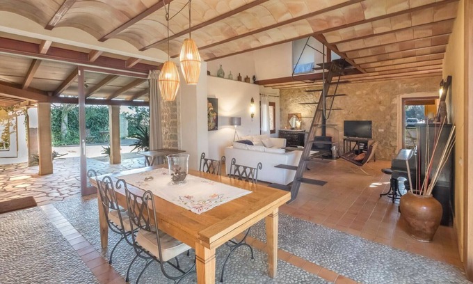Santa Maria del Cami Villa | Beautiful private villa for 7 guests with private pool, WIFI, TV, patio, panoramic view and park.