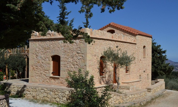 Melidoni Cabaña | Hermosa cabaña ecológica de piedra con vistas al mar y a la montaña