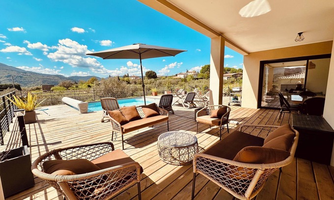 Les Vans Villa | Beautiful!!! Villa Cassis south Ardèche Les Vans private pool breathtaking view