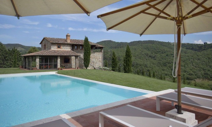 Gaiole in Chianti Villa | Casa de vacaciones con piscina privada, WIFI, A/C, TV, patio, vista panorámica, aparcamiento