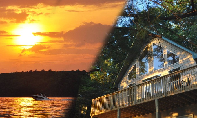 Hawley Chalet De Esquí | Vista del atardecer WALLENPAUPACK LAKEFRONT Chalet W Dock / AC - Grandes puestas de sol / Privado